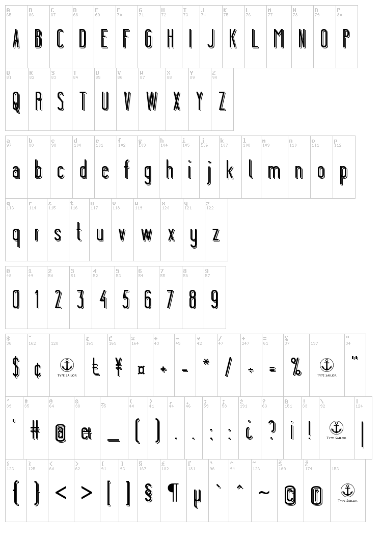 Ygraine font map